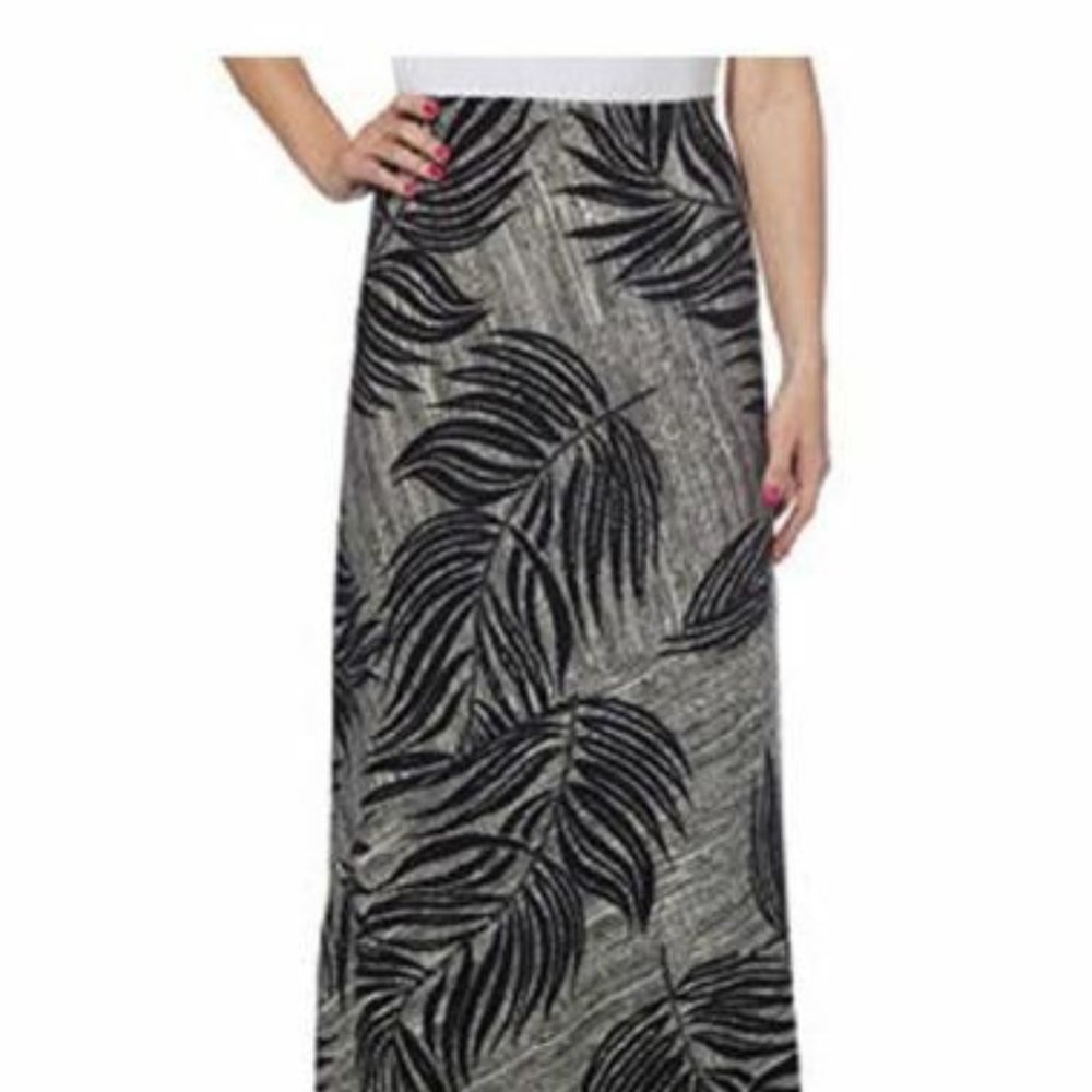 Matty M Long Full Length Maxi Skirt Black White